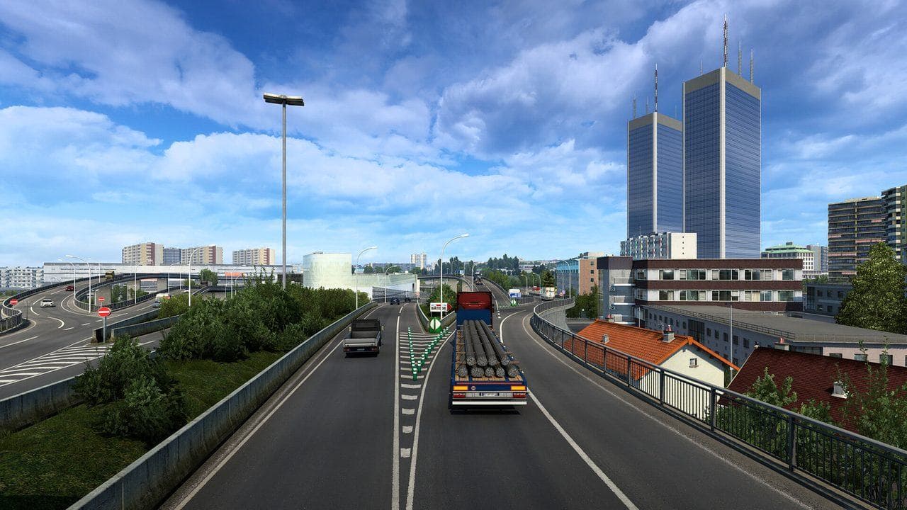 Euro Truck Simulator 2 urban motorway traffic used for checking version coverage and update readiness