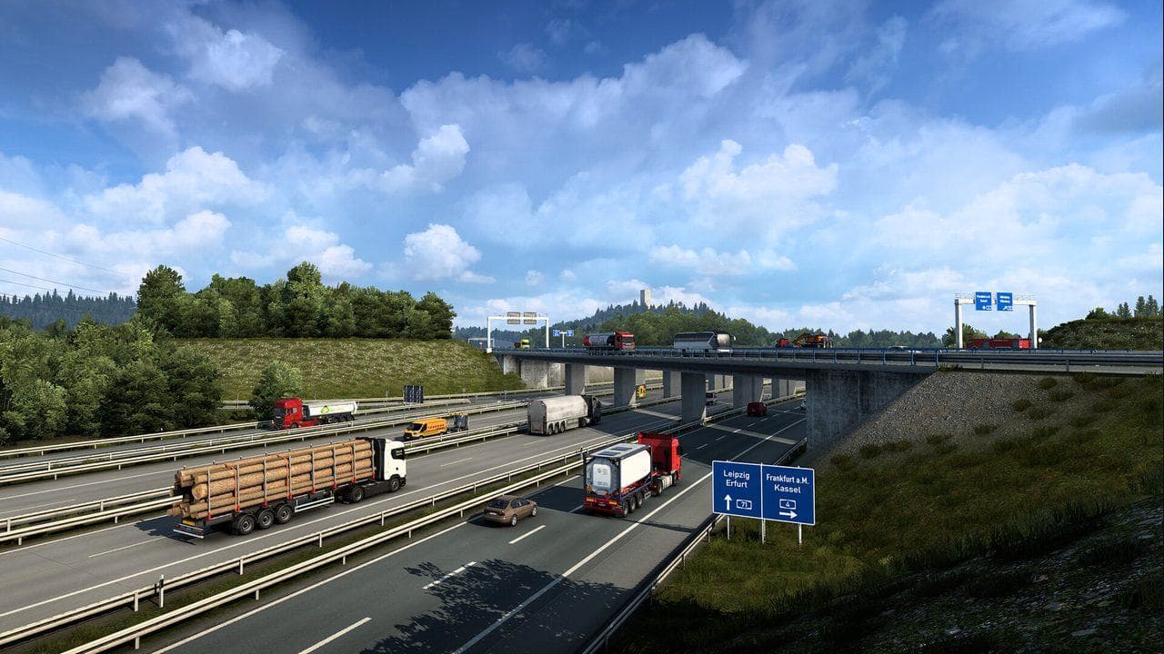 Euro Truck Simulator 2 motorway border route showing how connected map DLC changes long-haul planning