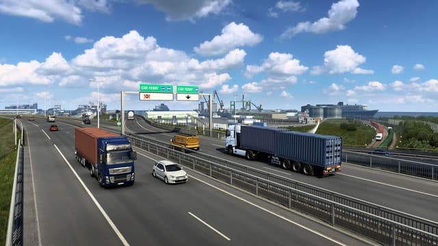 Euro Truck Simulator 2 community event road scene used to plan event-style deliveries