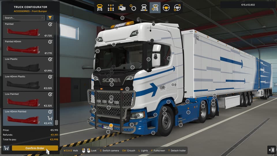 Euro Truck Simulator 2 sim rig accessory context for choosing wheel pedals shifter and comfort upgrades