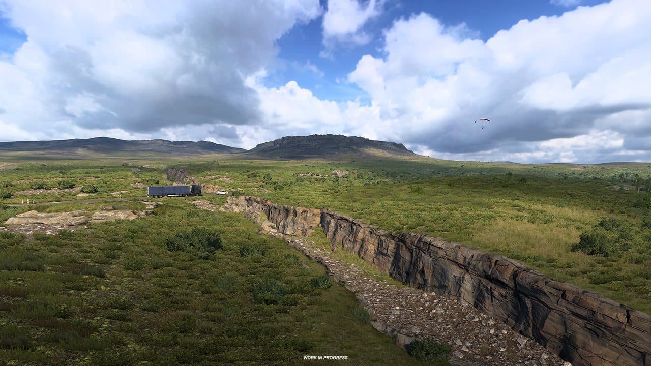 Official ETS2 Iceland landscape with a remote volcanic river valley