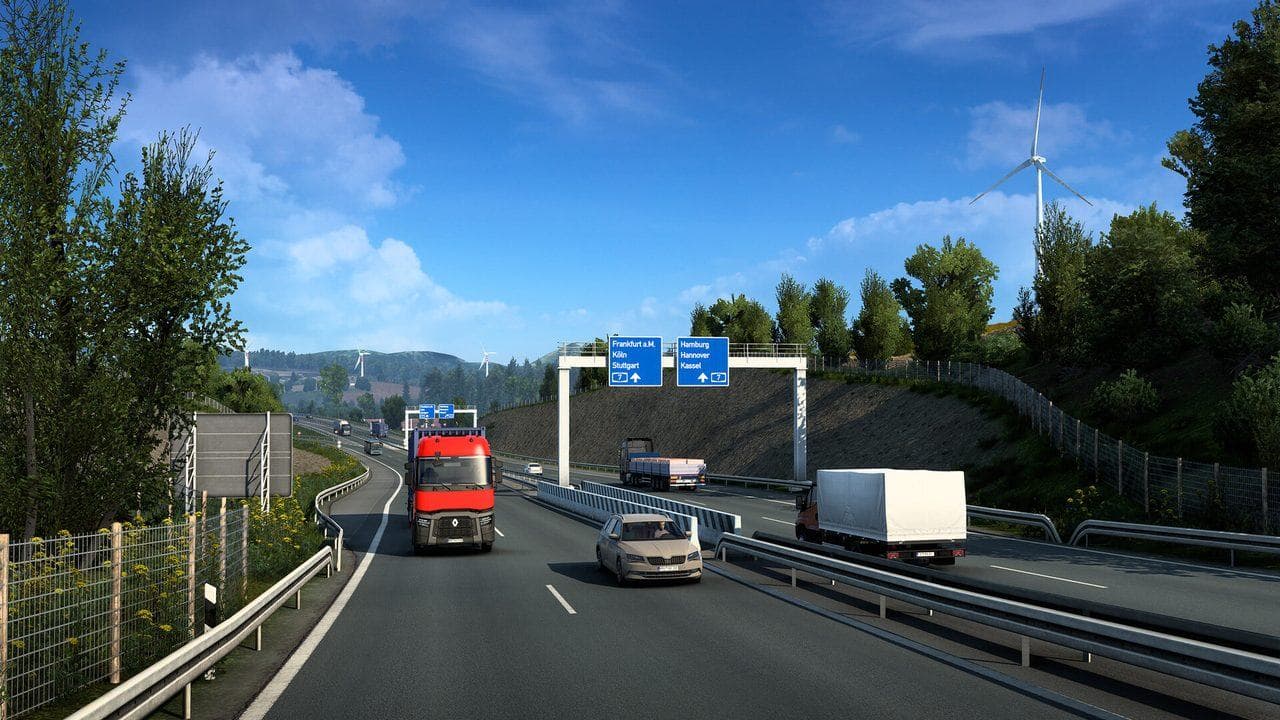Euro Truck Simulator 2 mountain motorway route showing how connected map areas change long-haul planning