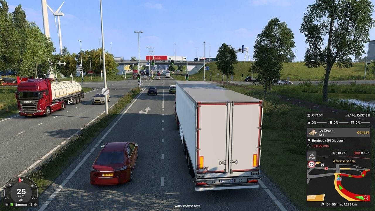 ETS2 1.60 Job Details Widget showing cargo, destination, income, and remaining time