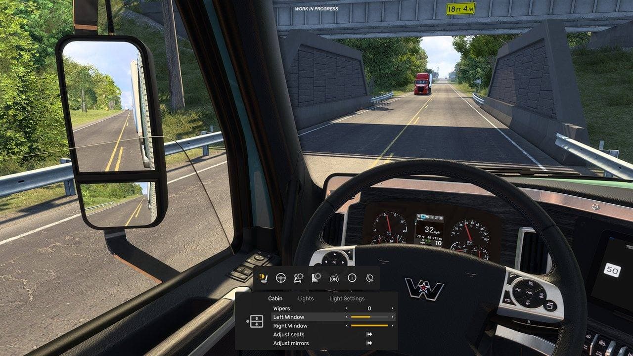 ETS2 1.61 Multi-Function Display listing contextual truck actions and controls